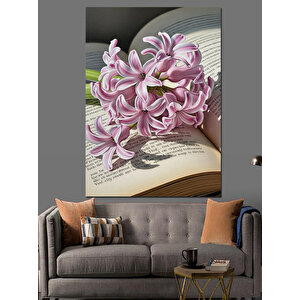 Pembe Sümbül Çiçek Buketi Dekoratif Kanvas - Mdf Ahşap Tablo 25x35 cm