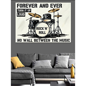 Bateri Ve Rock'n Roll Afişi Dekoratif Kanvas - Mdf Ahşap Tablo 70x100 cm