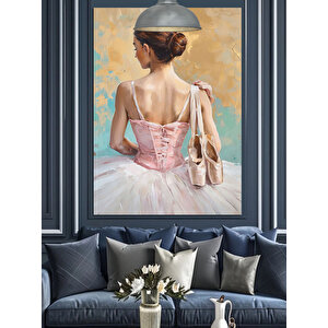 Pembe Elbiseli Balerin Sanatsal Dekoratif Kanvas - Mdf Ahşap Tablo 100x140 cm