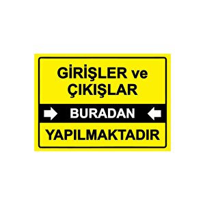 Girişler Ve Çıkışlar Buradan Yapılmaktadır Isg Uyarı Levhası Pvc A3 30x42 Cm 30x42 cm