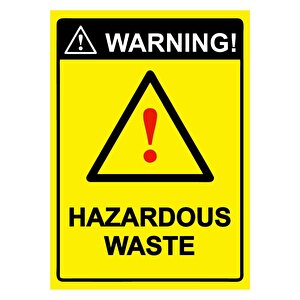 Warning! Hazardous Waste Isg Uyarı Levhası Pvc A5 15x21 Cm 15x21 cm