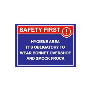 Safety First! Hygiene Area It’s Obligatory To Wear Bonnet Isg Uyarı Levhası Pvc A3 30x42 Cm 30x42 cm