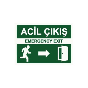 Acil Çıkış Emergency Exıt Isg Uyarı Levhası Pvc A4 21x30 Cm 21x30 cm
