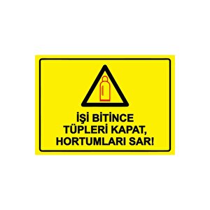 İşi Bitince Tüpleri Kapat, Hortumları Sar! Isg Uyarı Levhası Pvc A3 30x42 Cm 30x42 cm