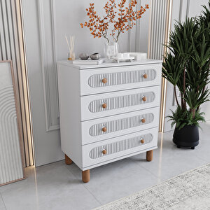 Milen 4 Çekmeceli Şifonyer Tamamı Mdf (beyaz) Beyaz