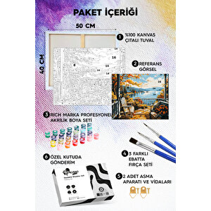 Huzurlu Göl Kenarı Sayılarla Boyama Seti 40x50 cm