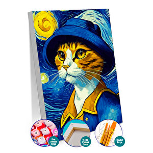 Kedi Van Gogh Sayılarla Boyama Seti 40x50 cm