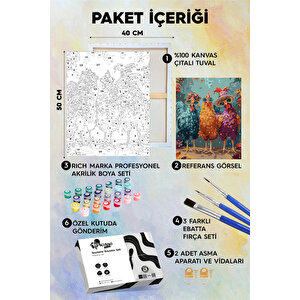 Üç Kız Kardeş Sayılarla Boyama Seti 40x50 cm