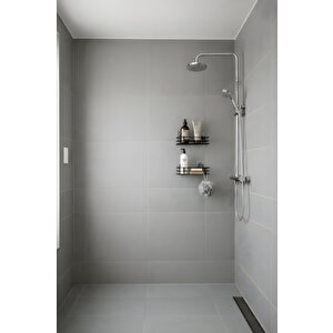 Tek Katlı Duş Rafı – Kancalı Banyo Şampuanlık & Organizer 2 Adet Siyah Tş-01