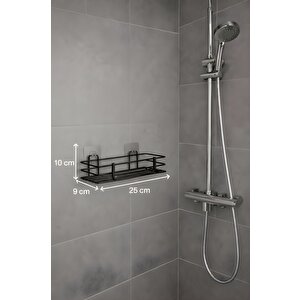 Tek Katlı Duş Rafı – Kancalı Banyo Şampuanlık & Organizer 2 Adet Siyah Tş-01