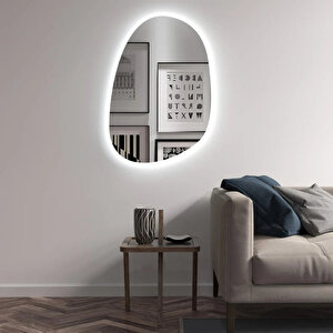 Asimetrik Oval Led Banyo Aynası – Dokunmatik Dim Edilebilir, 6500k Beyaz Işık 80x115 cm
