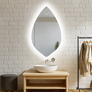 Damla Form Led Ayna – Dokunmatik, Dim Edilebilir, 6500K Beyaz Işık Modern Duvar Aynası 50x85 cm