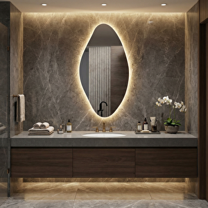 Modern Oval Led Banyo Aynası – Dim Edilebilir Dokunmatik, 3000k Günışığı 35x70 cm