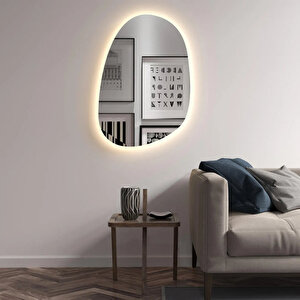 Asimetrik Oval Led Banyo Aynası – Dokunmatik Dim Edilebilir, 3000k Günışığı 70x101 cm