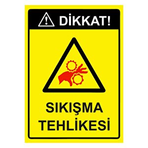 Dikkat! Sıkışma Tehlikesi Isg Uyarı Levhası Pvc A3 30x42 Cm 30x42 cm