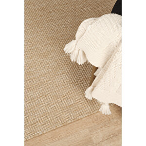 Sisalux 3083 Bej Yuvarlak Sisal Dokuma Jüt Kilim Hav Toz Vermez Mutfak Oturma Odası Halısı 80x80 cm