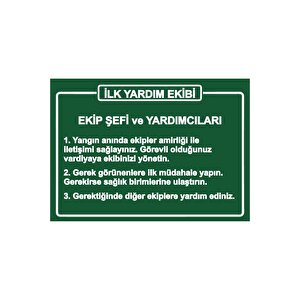 İlk Yardım Ekibi (talimat) Isg Uyarı Levhası Pvc A4 21x30 Cm 21x30 cm