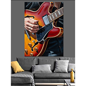 Elektro Gitar Çalan Müzisyen Dekoratif Kanvas - Mdf Ahşap Tablo 70x100 cm