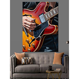 Elektro Gitar Çalan Müzisyen Dekoratif Kanvas - Mdf Ahşap Tablo 70x100 cm