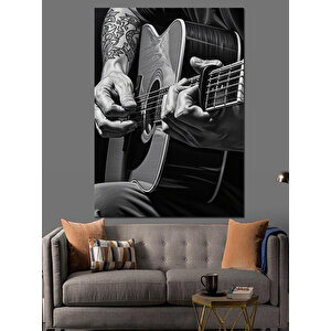 Gitar Çalan Müzisyen Elleri Dekoratif Kanvas - Mdf Ahşap Tablo 50x70 cm