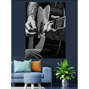 Gitar Çalan Müzisyen Elleri Dekoratif Kanvas - Mdf Ahşap Tablo 50x70 cm