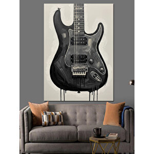Siyah Bas Gitar Enstrüman Dekoratif Kanvas - Mdf Ahşap Tablo 50x70 cm