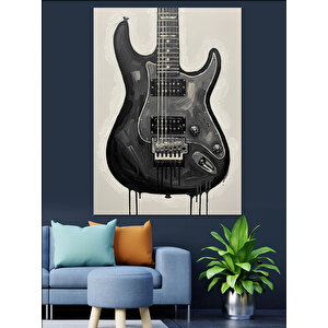 Siyah Bas Gitar Enstrüman Dekoratif Kanvas - Mdf Ahşap Tablo 50x70 cm