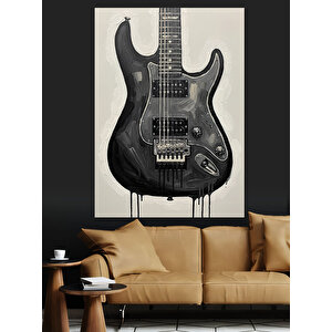 Siyah Bas Gitar Enstrüman Dekoratif Kanvas - Mdf Ahşap Tablo 50x70 cm