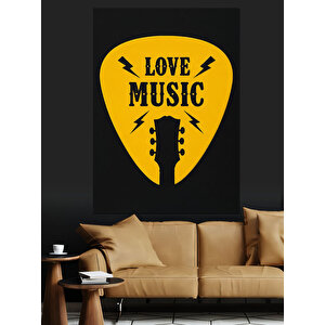 Müzik Aşkı Gitar Pena Dekoratif Kanvas - Mdf Ahşap Tablo 50x70 cm