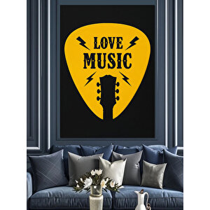 Müzik Aşkı Gitar Pena Dekoratif Kanvas - Mdf Ahşap Tablo 50x70 cm