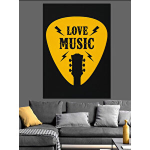 Müzik Aşkı Gitar Pena Dekoratif Kanvas - Mdf Ahşap Tablo 50x70 cm
