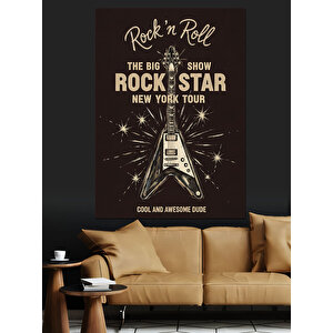 Rock Star Gitar Afişi Dekoratif Kanvas - Mdf Ahşap Tablo 100x140 cm
