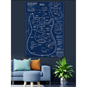 Gitar Teknik Çizim Şeması Dekoratif Kanvas - Mdf Ahşap Tablo 35x50 cm