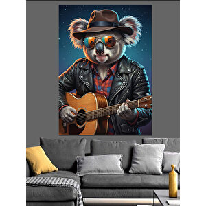 Gitar Çalan Rockçı Koala Dekoratif Kanvas - Mdf Ahşap Tablo 25x35 cm