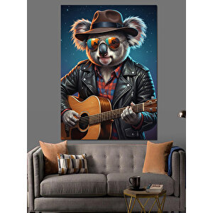 Gitar Çalan Rockçı Koala Dekoratif Kanvas - Mdf Ahşap Tablo 25x35 cm