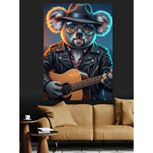 Gitar Çalan Koala Müzisyen Dekoratif Kanvas - Mdf Ahşap Tablo 35x50 cm