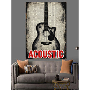 Akustik Gitar Müzik Posteri Dekoratif Kanvas - Mdf Ahşap Tablo 50x70 cm
