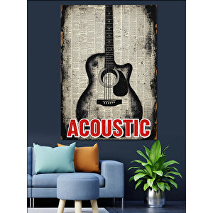Akustik Gitar Müzik Posteri Dekoratif Kanvas - Mdf Ahşap Tablo 50x70 cm