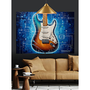 Elektronik Gitar Rock Müzik Dekoratif Kanvas - Mdf Ahşap Tablo 50x70 cm