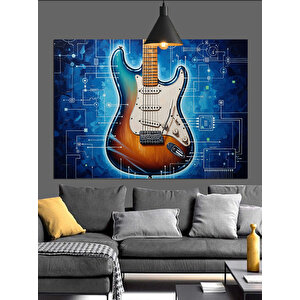 Elektronik Gitar Rock Müzik Dekoratif Kanvas - Mdf Ahşap Tablo 50x70 cm