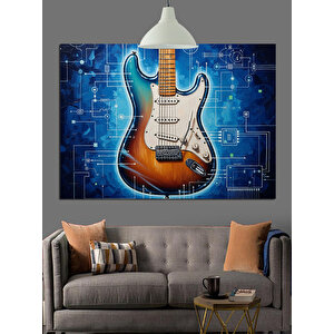 Elektronik Gitar Rock Müzik Dekoratif Kanvas - Mdf Ahşap Tablo 50x70 cm