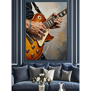 Akustik Gitar Çalan Adam Dekoratif Kanvas - Mdf Ahşap Tablo 100x140 cm