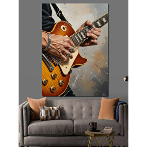 Akustik Gitar Çalan Adam Dekoratif Kanvas - Mdf Ahşap Tablo 100x140 cm