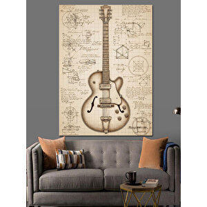 Gitar Teknik Çizim Şeması Dekoratif Kanvas - Mdf Ahşap Tablo 70x100 cm