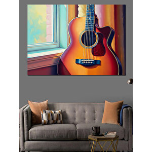 Güneş Işığında Akustik Gitar Dekoratif Kanvas - Mdf Ahşap Tablo 35x50 cm