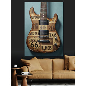 Gitar Plakları Retro Afiş Dekoratif Kanvas - Mdf Ahşap Tablo 70x100 cm