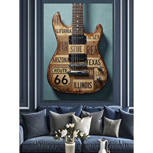 Gitar Plakları Retro Afiş Dekoratif Kanvas - Mdf Ahşap Tablo 70x100 cm
