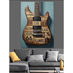 Gitar Plakları Retro Afiş Dekoratif Kanvas - Mdf Ahşap Tablo 100x140 cm