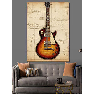 Elektro Gitar Vintage Poster Dekoratif Kanvas - Mdf Ahşap Tablo 70x100 cm