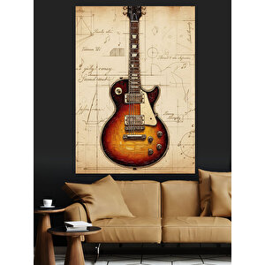 Elektro Gitar Vintage Poster Dekoratif Kanvas - Mdf Ahşap Tablo 70x100 cm